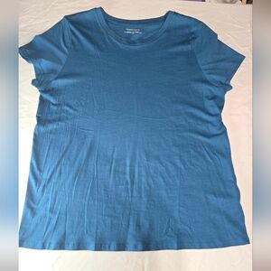 Eileen Fisher Teal Short Sleeve 100% Organic Cotton Tee